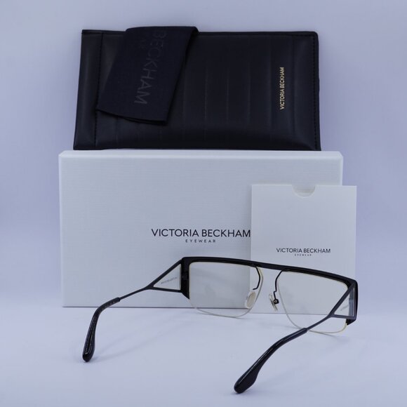 Victoria Beckham VB250S 001 Sunglasses Black Rectangle Frame, Transparent Lenses - Picture 10 of 10